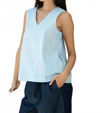 Beaumont Organic Azure Poplin Top In Powder Blue