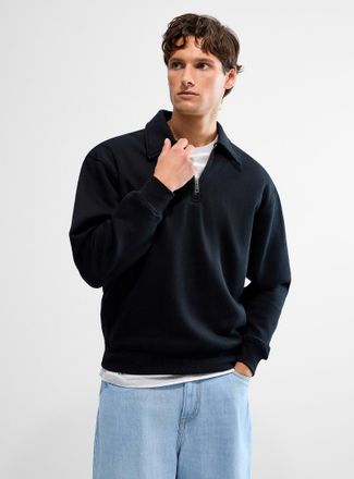 Le 31 Mens Zip-up polo-collar sweatshirt