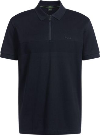BOSS Structured-cotton polo shirt with zip neck
