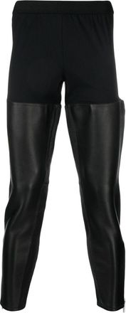 Dsquared2 leather-panel leggings - men - Elastane/Polyamide/Ovine Leather (top grain) - 50 - Black