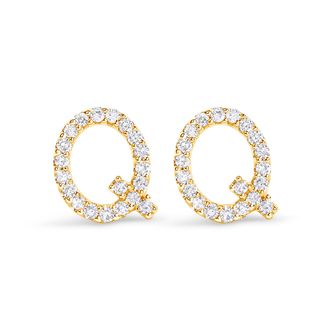 House of Brilliance 10K Gold 1/10 Cttw Diamond Initial A to Z Stud Earring