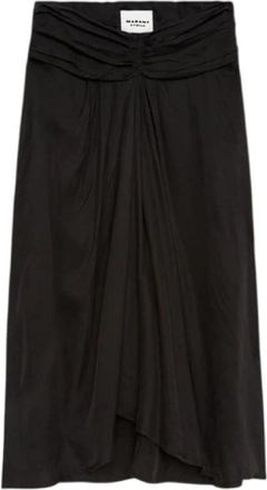 Isabel Marant Flowing Satin Midi Rok - Dames - Midirokken - Zwart - 2XS - Satijn - Rokken