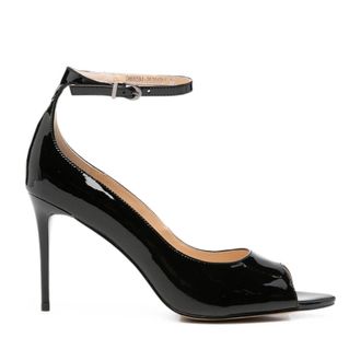 Sergio Moretti Black High Stiletto Ankle Strap Patent Leather Sandals