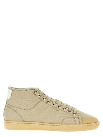 Saint Laurent Beige Cotton High Top Mens Sneakers