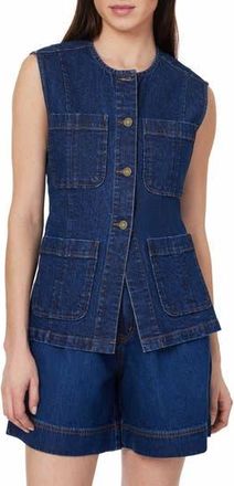 Habitual Collarless Denim Vest in Deep River at Nordstrom Rack, Size X-Small