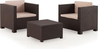 Shaf Conjunto de jard&iacute;n de 2 plazas con efecto de resina trenzada marr&oacute;n
