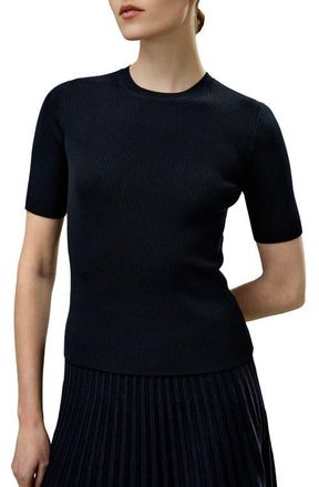 LilySilk Essential Silk Knit Top in Navy Blue at Nordstrom, Size X-Large