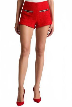 Alice & Olivia Womens Troy Tweed Shorts In Red
