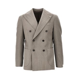 Lubiam Herringbone wool double-breasted jacket Man 48