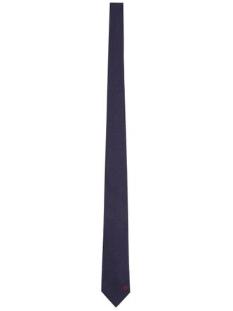 Ferragamo Navy Blue Solid Tie