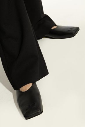 Courr&egrave;ges Leather Ballet Flats, Womens, Black