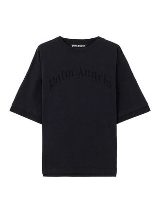 Palm Angels T-shirt in black cotton with black logo