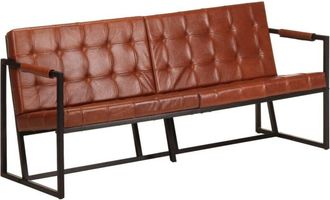 vidaXL Sofá de 3 plazas cuero auténtico de cabra marrón vidaXL