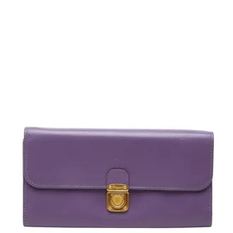 Ferragamo Purple Leather Coin Purse/Coin Case (Pre-Owned)