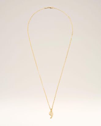 Ami Gold Brass Hammered 9 Pendant Necklace Yellow - OS - Unisex