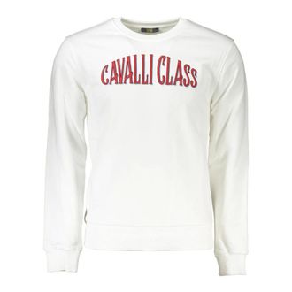 Cavalli Hoodies & sweatvesten, Heren, Wit, S, Witte Sweatshirt met Geborduurd Logo