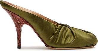 Dries Van Noten Ruched Satin Mule - Olive - 41 (IT41 / UK8)