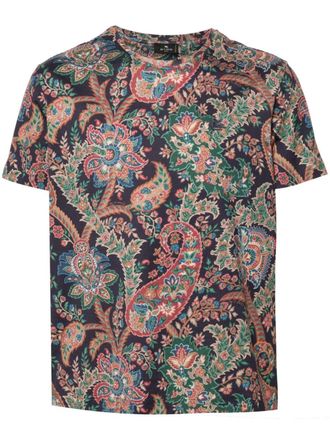 Etro T-shirt con stampa paisley - Blu