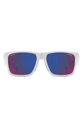 Carrera Carduc 57mm Rectangular Sunglasses in White/blue Ml at Nordstrom