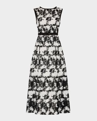 Milly Paloma Two-Tone Lace Midi Dress
