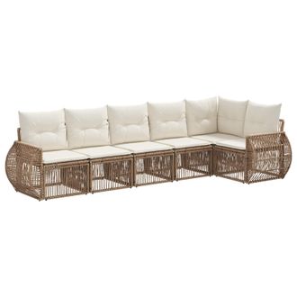 vidaXL Conjunto De Sof&aacute;s De Jard&iacute;n 6 Pcs Beige Y Blanco Crema Vidaxl