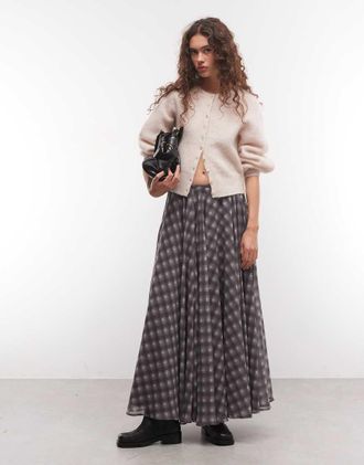 Monki cardigan in misto mohair con maniche a palloncino, taupe polveroso-Marrone