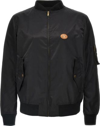Valentino Garavani Logo Bomber Jacket - Heren - Bomber jackets - Zwart - M - Leer - Jassen