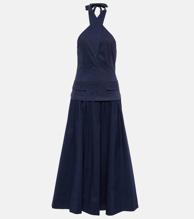 Harrington chino and poplin maxi dress
