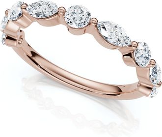 Pompeii3 3/4Ct Marquise & Round Diamond Stacking Band 14k Gold or Platinum Lab Grown