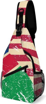 Generic U.S. And Namibia Vintage Flag Mens Crossbody Chest Sling Bag for Travel Hiking Lightweight Shoulder Bags with Small Side