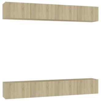 Berkfield Home TV Cabinets 4 pcs Sonoma Oak 100x30x30 cm Engineered Wood | Size: 100 x 30 x 30 cm