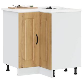 Berkfield Home Kitchen Corner Base Cabinet Kalmar Artisan Oak Engineered Wood in Brown