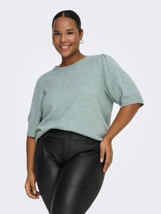 Only Carmakoma Strickpullover ONLY CARMAKOMA CARRICA LIFE 2/4 PULLOVER KNT NOOS, Damen, Gr. L, chinois gr&uuml;n detail:melange, Strick, Obermaterial: 93% Polyester, 4% N