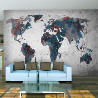 Artgeist Artgeist - Fotomurale - World map on the wall - 250x193