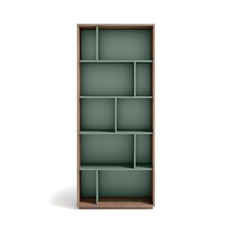 HERDASA Estanter&iacute;a Librer&iacute;a, Colecci&oacute;n Nack, Con 5 Niveles De Altura En Melamina Color Nogal Velmore-verde