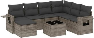 vidaXL Vidaxl - Set De Sof&aacute;s De Jard&iacute;n 8 Pzas Y Cojines Rat&aacute;n Sint&eacute;tico Gris