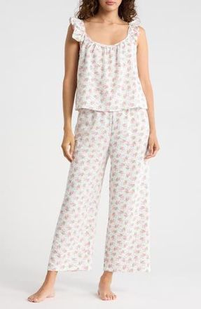 PJ Salvage Ruffle Long Pajamas in Ivory at Nordstrom Rack, Size X-Small