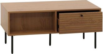 Hhg Non utilizzato] Tavolino da salotto HHG 281, tavolo da divano, stile scandinavo metallo legno melamina mvg 45x100x50cm, naturale