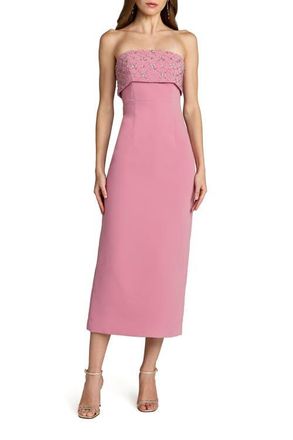 Mac Duggal Strapless Crepe Rhinestone Ankle Length Dress in Orchid at Nordstrom, Size 10