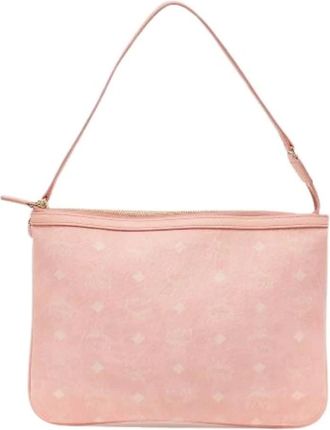MCM Pre-owned Shoulder Bags, female, Pink, Size: ONE SIZE Pre-owned Coated Canvas Shoulder Bag