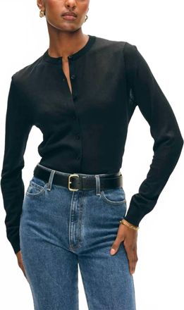 White + Warren Linen Blend Cardigan In Black