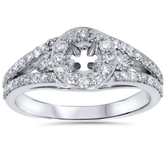 Pompeii3 3/4ct Halo Diamond Engagement Ring Setting 14K White Gold Size Selectable
