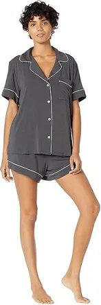 Eberjey Gisele Relaxed Short PJ Set Womens Pajama Sets Graphite/Sorbet Pink : XL, Spandex/Modal