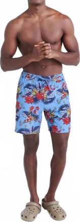Saxx Oh Buoy 2N1 Volley Swim Shorts In Hawaiin Pizza Sky