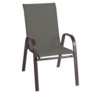 LOLAhome Silla de jard&iacute;n apilable Nerea de acero y textileno marr&oacute;n