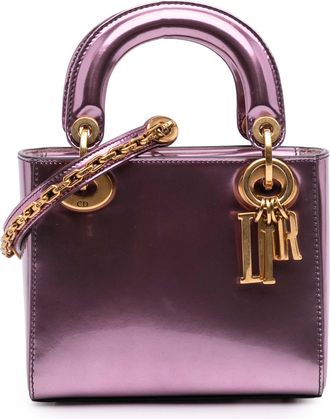 Dior Pre-owned Womens Lady Metallic Top Handle - Purple Leather - One Size
