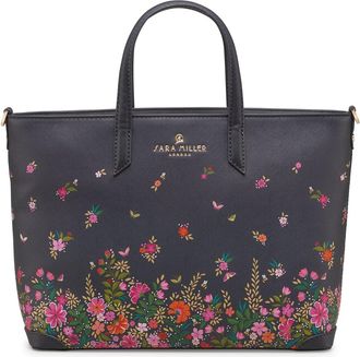 Sara Miller Tote, Womens Bag for Work, Travel, Laptop, Shoulder Handbag with Zipper Closure, Medium, Ditsy Floral Navy
