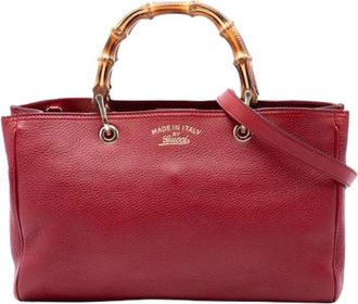 Gucci Pre-owned Bamboo Shopper Satchel - Dames - Vintage Shopper - Rood - ONE Size - Leer - Vintage