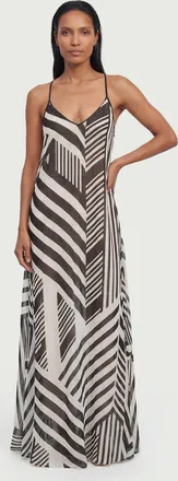 Karen Millen Womens Viscose Georgette Mono Stripe Beach Dress - Monochrome Multi - Size X-Small