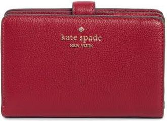 Kate Spade New York leila pebbled leather medium cardholder wallet in Red Jam at Nordstrom Rack